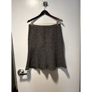 Zara Basic Wool Tweed Brown Houndstooth Skirt Size 8